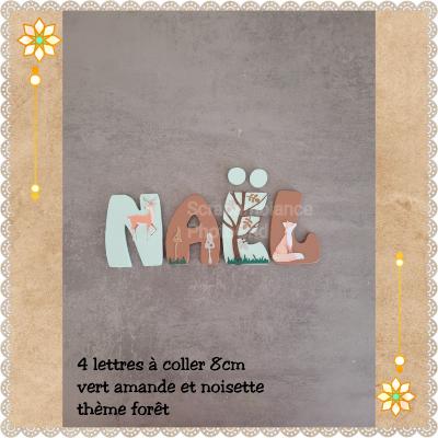 Lettre en bois à coller - 8cm thème forêt