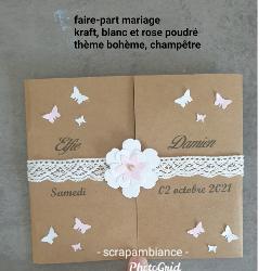 Faire-part de mariage bohème champêtre