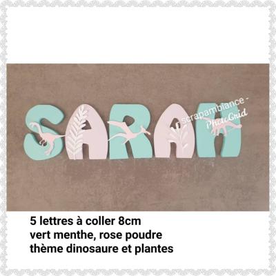 Lettre en bois à coller - 8cm thème dinosaure et plantes