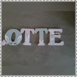 Lettre en bois à coller - 8cm thème lapins