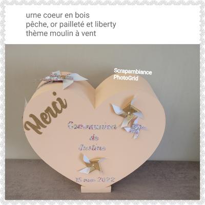 Urne coeur thème moulin à vent 