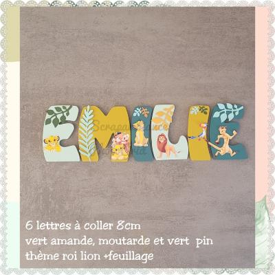 Lettre en bois à coller - 8cm thème roi lion