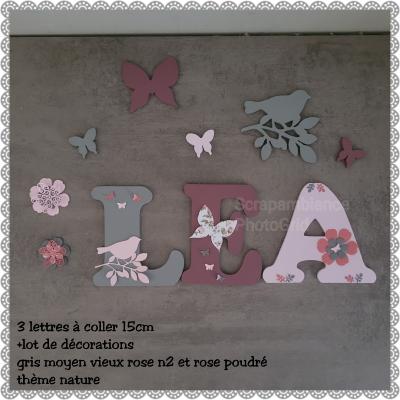 Lettre en bois à coller - 15cm thème nature