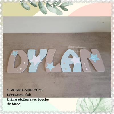 Lettre en bois à coller - 20cm thème étoiles