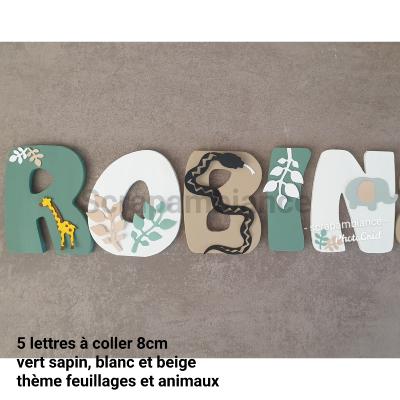 Lettre en bois à coller - 8cm thème animaux de la jungle