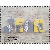 Lettre en bois à coller - 8cm thème koalas et plantes