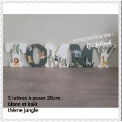 Lettre en bois à poser de 20cm jungle savane