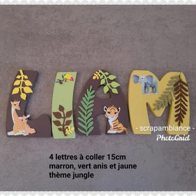 Lettre en bois à coller - 15cm thème jungle