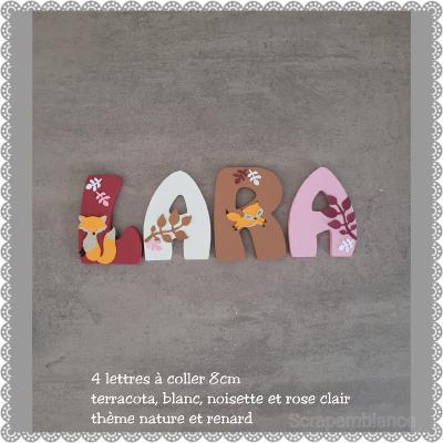 Lettre en bois à coller - 8cm thème renard et nature