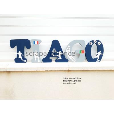 Lettre en bois à poser de 20cm football