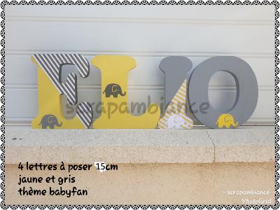 Lettre en bois à poser de 15CM thème babyfan