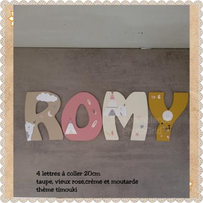 Lettre en bois à coller - 20cm thème  timouki
