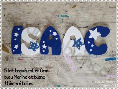 Lettre en bois à coller - 8cm thème étoiles