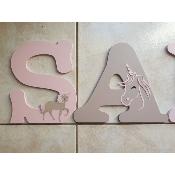 Lettre en bois à coller - 20cm thème licorne