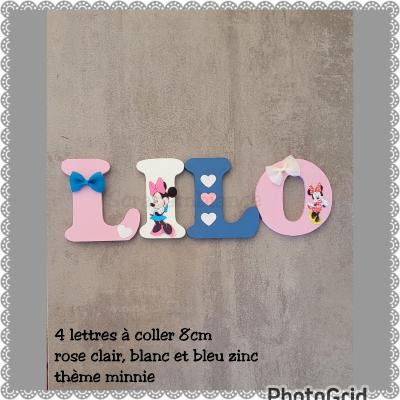 Lettre en bois à coller - 8cm thème minnie et coeur