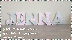 Lettre en bois à poser de 20cm licorne et strass