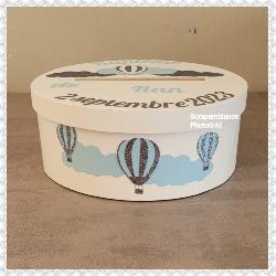 Urne baptême thème montgolfières et nuages