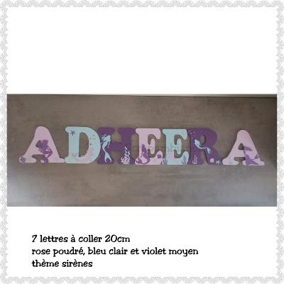 Lettre en bois à coller - 20cm thème sirène 