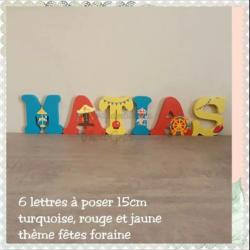 Lettre en bois à poser de 15CM thème fête foraine