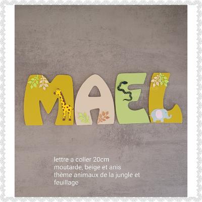 Lettre en bois à coller - 20cm thème jungle