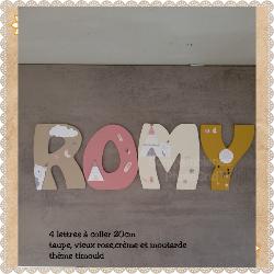 Lettre en bois à coller - 20cm thème  timouki