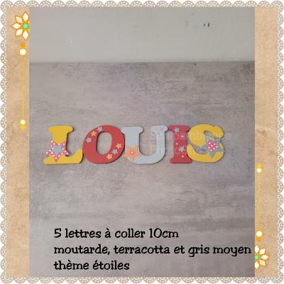 Lettre en bois à coller - 10cm thème étoiles