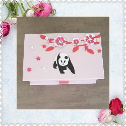 Boite à bijoux  thème panda et fleurs de cerisier