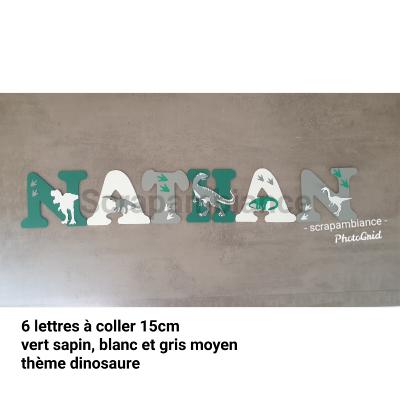 Lettre en bois à coller - 15cm thème dinosaure