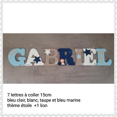 Lettre en bois à coller - 15cm thème étoiles + 1 lion