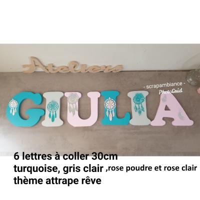 Lettre en bois à coller - 30cm thème attrape rêve