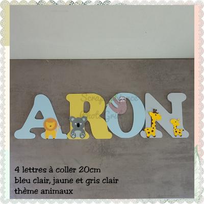 Lettre en bois à coller - 20cm thème animaux de la jungle