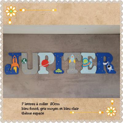 Lettre en bois à coller - 20cm thème espace