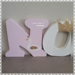 Lettre en bois à poser de 10cm thème cygne princier