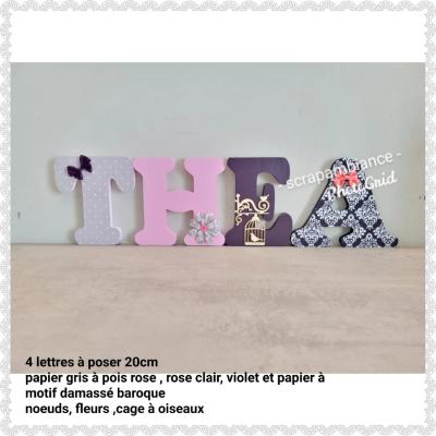 Lettre en bois à poser de 20cm varié girly , noeuds, fleurs ...