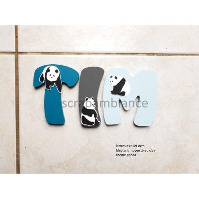 Lettre en bois à coller - 8cm thème panda