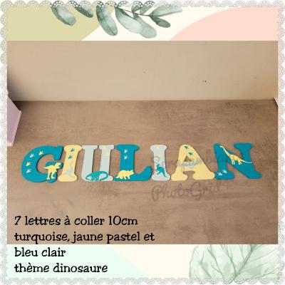 Lettre en bois à coller - 10cm thème dinosaure