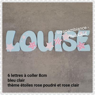 Lettre en bois à coller - 8cm thème étoiles rose