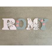 Lettre en bois à coller - 10cm thème fleurs