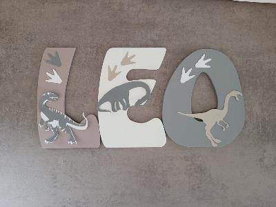Lettre en bois à coller - 20cm thème dinosaure
