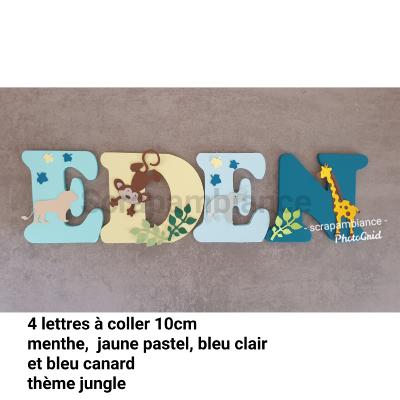 Lettre en bois à coller - 10cm thème jungle