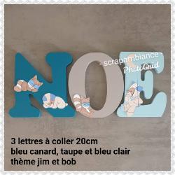 Lettre en bois à coller - 20cm thème jim et bob