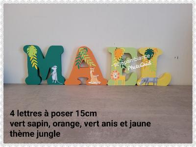 Lettre en bois à poser de 15CM jungle