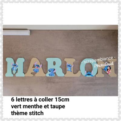 Lettre en bois à coller - 15cm thème stitch