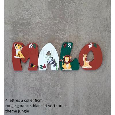 Lettre en bois à coller - 8cm thème jungle 