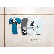 Lettre en bois à coller - 8cm thème panda
