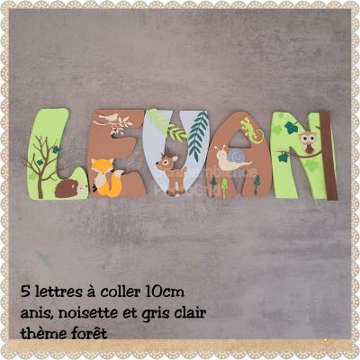 Lettre en bois à coller - 10cm thème forêt