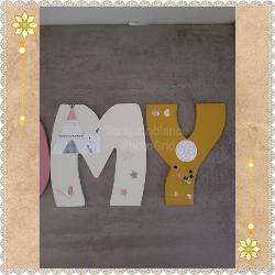 Lettre en bois à coller - 20cm thème  timouki