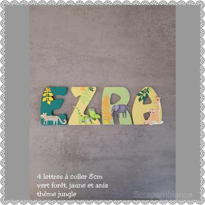 Lettre en bois à coller - 8cm thème jungle