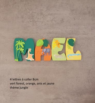Lettre en bois à coller - 8cm thème jungle