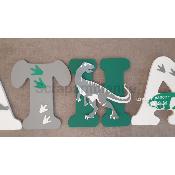 Lettre en bois à coller - 15cm thème dinosaure
